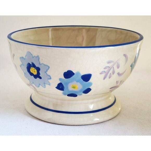 BOWLS-KIMBERLY HODGES-Hallmark-Cereal/Soup/Noodle-Blue-Light Cream-Footed-Set 4 - Picture 3 of 12